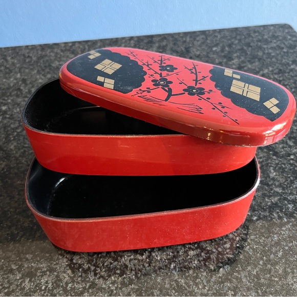 Set of 6 Traditional Japanese 2 Tier Bento Box Lunch Container, Made in Japan - Picture 4 of 7